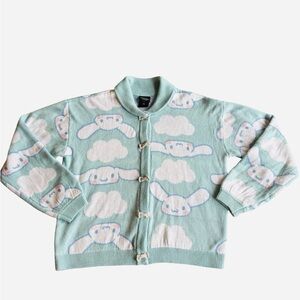 Cinnamoroll by Sanrio Charming Mint Knit Cardigan  Bunny & Cloud Design Small